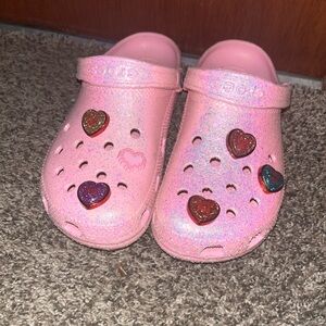 Pink Sparkly Crocs w/ Charms W11